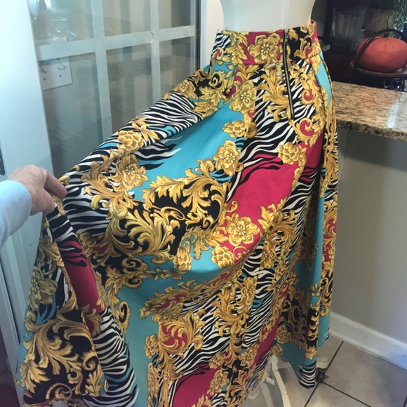 NWT stunning fleur-de-lis ⚜️ animal print overlay maxi skirt - Picture 7 of 15